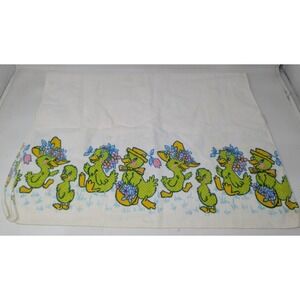 Vintage Baby Care Receiving Blanket Small Cotton Easter Ducks Cute Animals USA